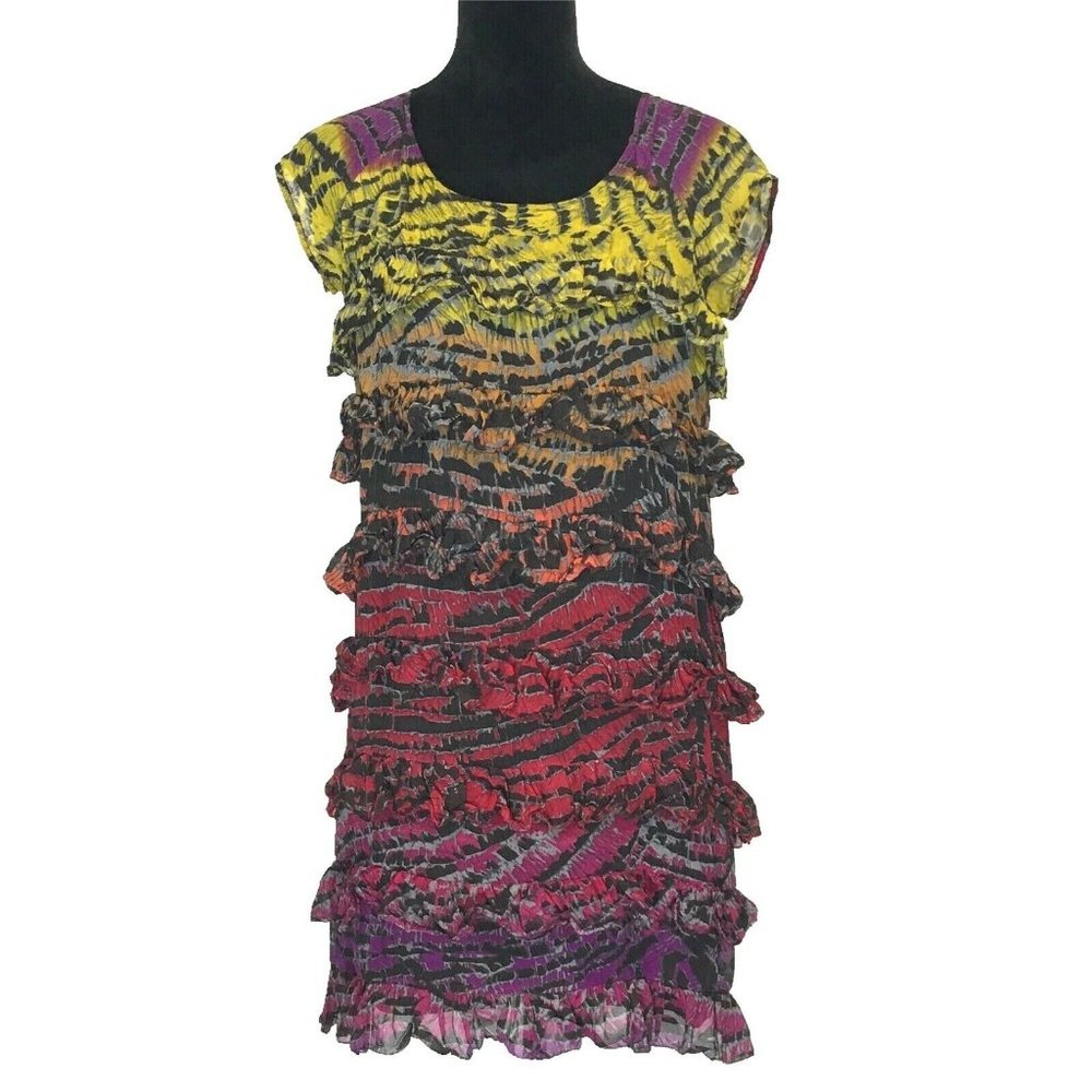 Diane Von Furstenberg 6 M Dress 100% Silk Tier Dye